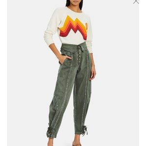 Green high waisted denim